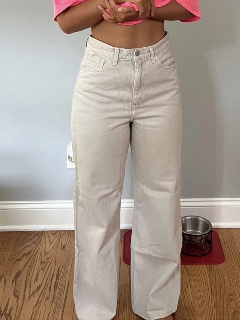 Levi's High-Rise Wide Leg Jeans in Light Beige
